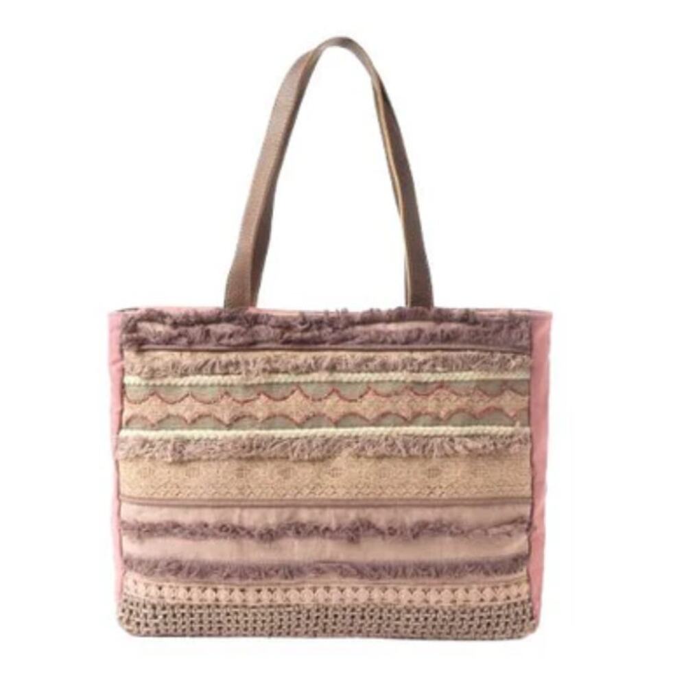 NWT Boutique Boho Desert Lace & Fringe Weekender Bag by Myra
